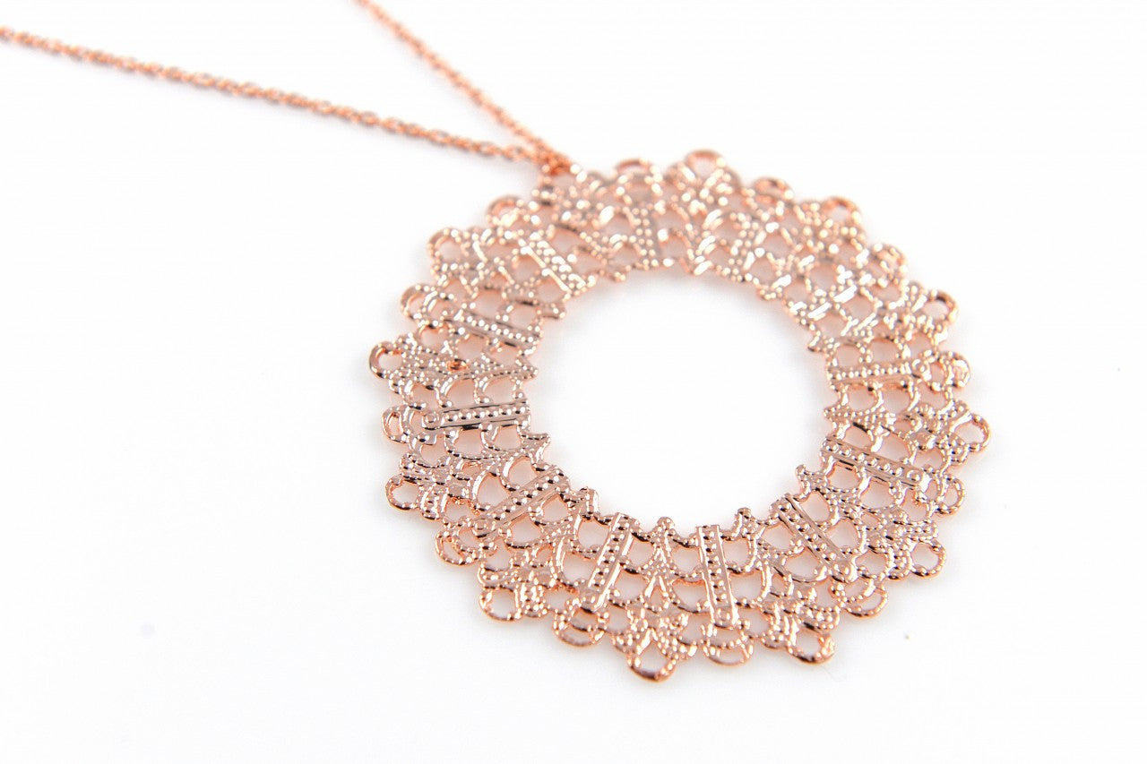 Rose Lace Circle Pendant