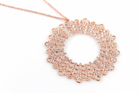 Rose Lace Circle Pendant