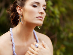 Silver Pearl Branch Earrings