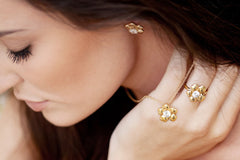 Gold Swarovski Sakura Studs