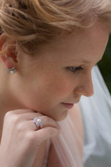 Silver White Sapphire Pearl Hanabira Ring