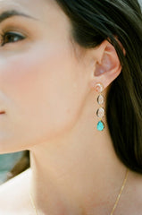 Cabochon Rock Crystal + Turquoise Gemma Drop Earrings