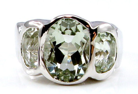 Silver Green Amethyst Barcelona Ring