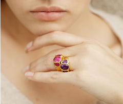 Gold Pink Tourmaline Barcelona Ring