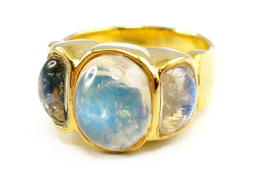 Gold Blue Moonstone Barcelona Ring