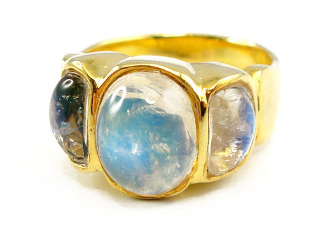 Gold Blue Moonstone Barcelona Ring