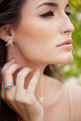 Gold Vermeil Coral + Turquoise Barcelona Ring