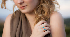 Gold Vermeil Coral + Turquoise Barcelona Ring