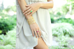 Gold Chrysoprase Pink Sapphire Soleil Ring