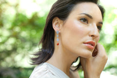 Chalcedony + Red Jade Gemma Drop Earrings