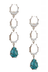 Cabochon Rock Crystal + Turquoise Gemma Drop Earrings