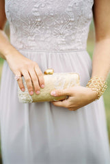 Gold Calf Hair Minaudiere