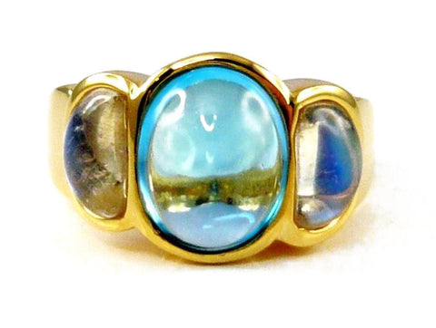 LUXE Gold Topaz Blue Moonstone Barcelona Ring