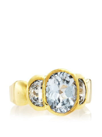 Gold Blue Topaz Barcelona Ring