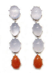 Chalcedony + Red Jade Gemma Drop Earrings