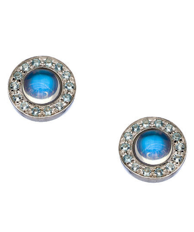 Silver Bluemoonstone Aquamarine Kori Studs