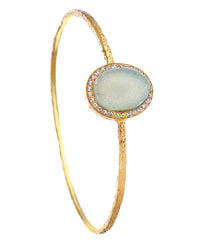 Gold Pale Green Druzy Pave Kori Bangle