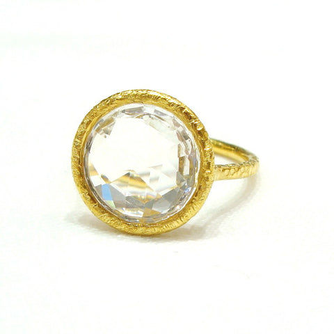 Gold White Topaz Santorini Ring