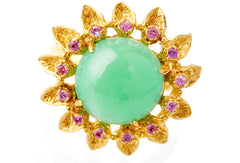 Gold Chrysoprase Pink Sapphire Soleil Ring