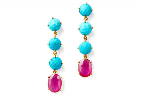 Ruby Turquoise Gemma Earrings