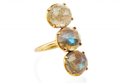 Three Stone Labradorite Gemma Ring