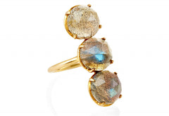 Three Stone Labradorite Gemma Ring