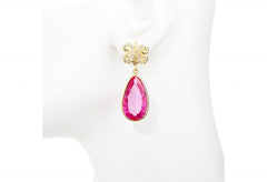 White Sapphire + Pink Topaz Gold Vermeil Drop Earrings