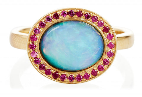 Black Opal and Pink Sapphire Kori Ring