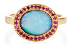 Black Opal and Pink Sapphire Kori Ring