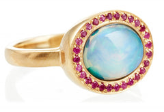 Black Opal and Pink Sapphire Kori Ring
