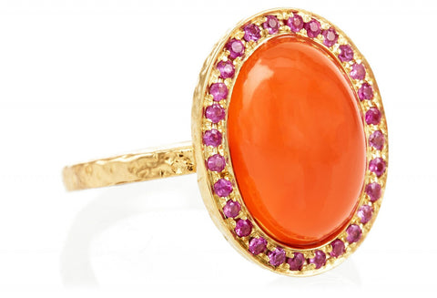 Gold Pink Sapphire Carnelian Kori Ring