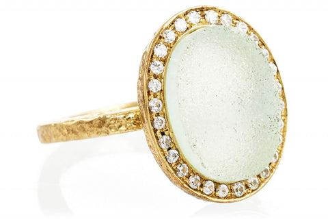 Green Druzy Pave Trim Kori Ring