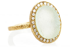 Green Druzy Pave Trim Kori Ring