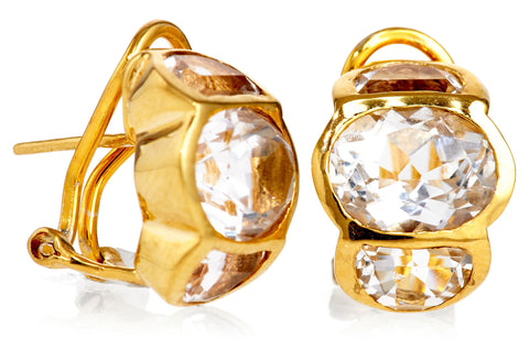 Gold White Topaz Barcelona Earrings
