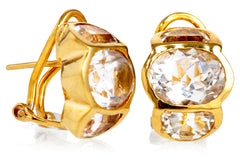 Gold White Topaz Barcelona Earrings