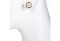 Gold White Sapphire Pearl Kori Studs