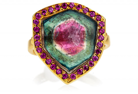 Watermelon Tourmaline Pink Sapphire Kori Ring