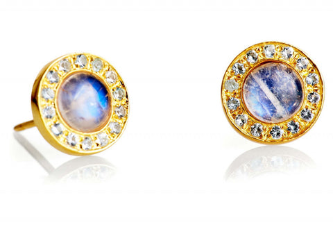 Blue Moonstone and Aquamarine Kori Studs