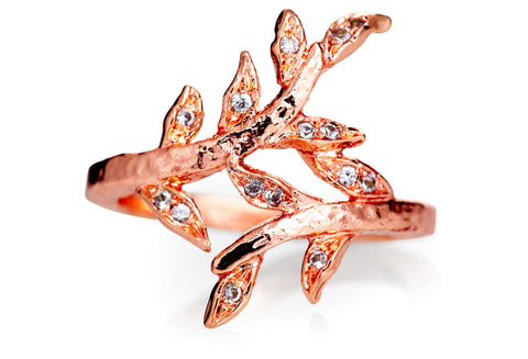 Rose White Sapphire Vine Ring