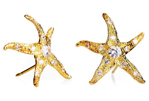 Gold Vermeil Starlette Earrings with Crystals