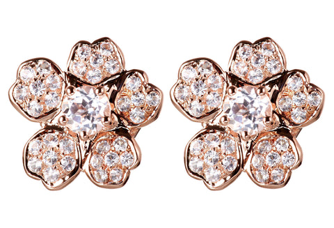 Rose White Sapphire Sakura Studs