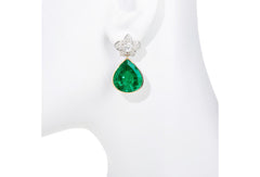 Green Quartz and Pave Sapphire Hanabira Drops