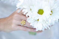 LUXE Gold Canary Diamond Sakura Ring