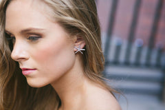 LUXE 18k White Gold Kai Studs with White Diamonds