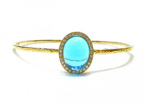 Gold Blue Topaz Pave Trim Kori Bangle