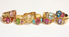 Silver Pink Tourmaline and Turquoise Barcelona Ring