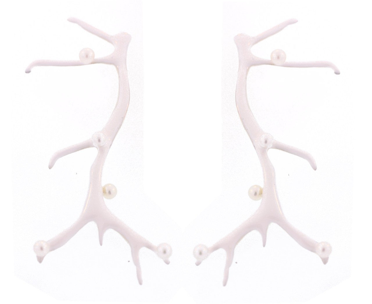 White Pearl Antler Earrings