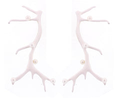 White Pearl Antler Earrings