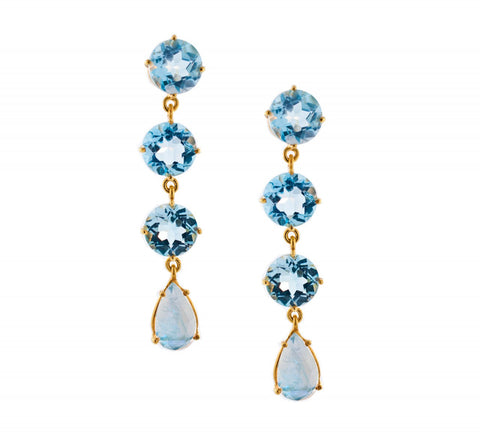 Blue Topaz and Blue Moonstone Gemma Earrings