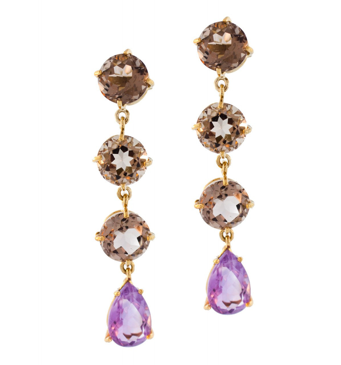 Cognac Topaz Amethyst Gemma Drop Earrings